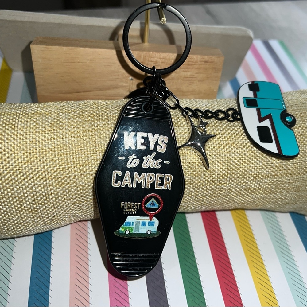 NWOT - Handmade Keychain - Black/Black "Keys to the Camper!"  *** 2 for $20!!!